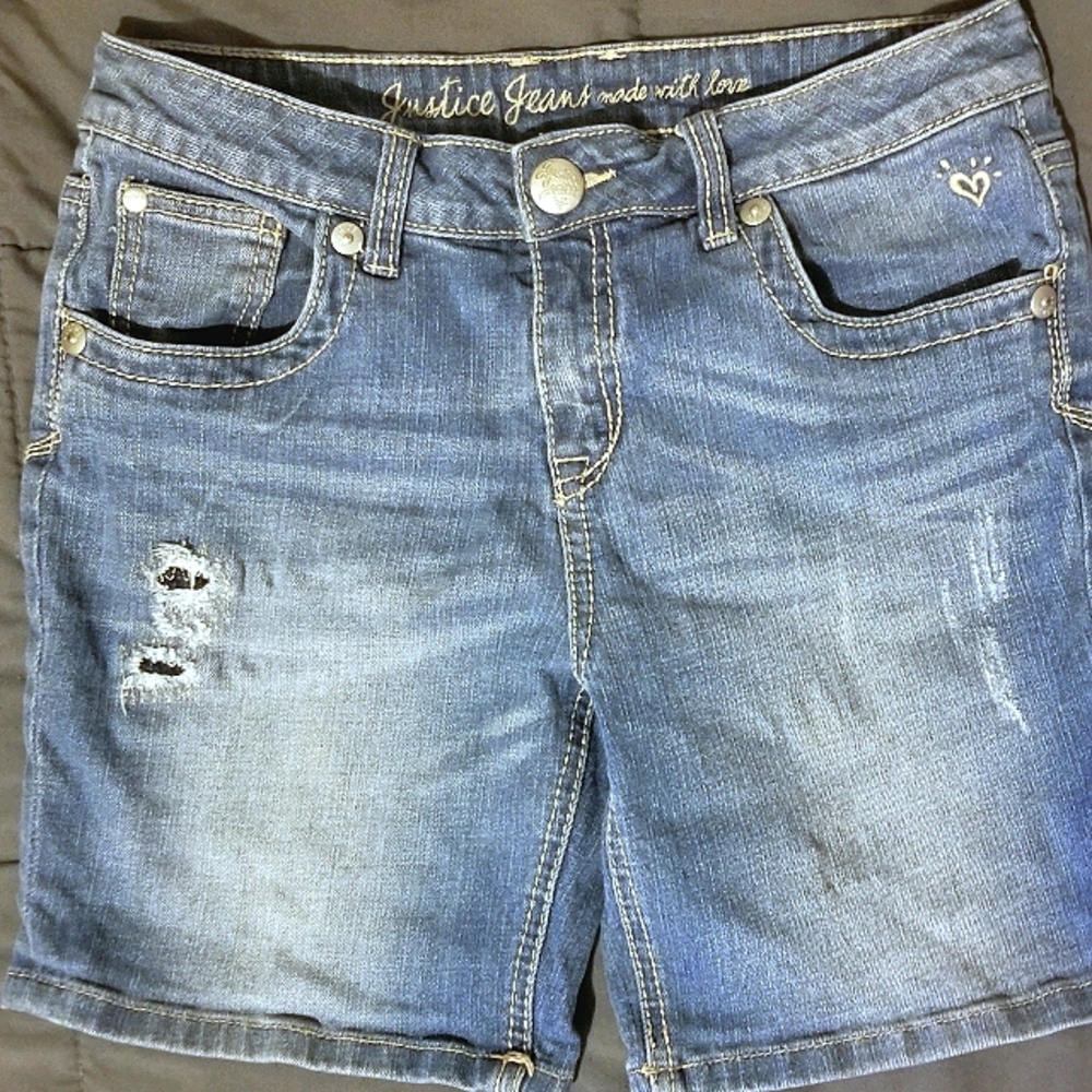 Justice Girls Bermuda Distressed Jean Shorts